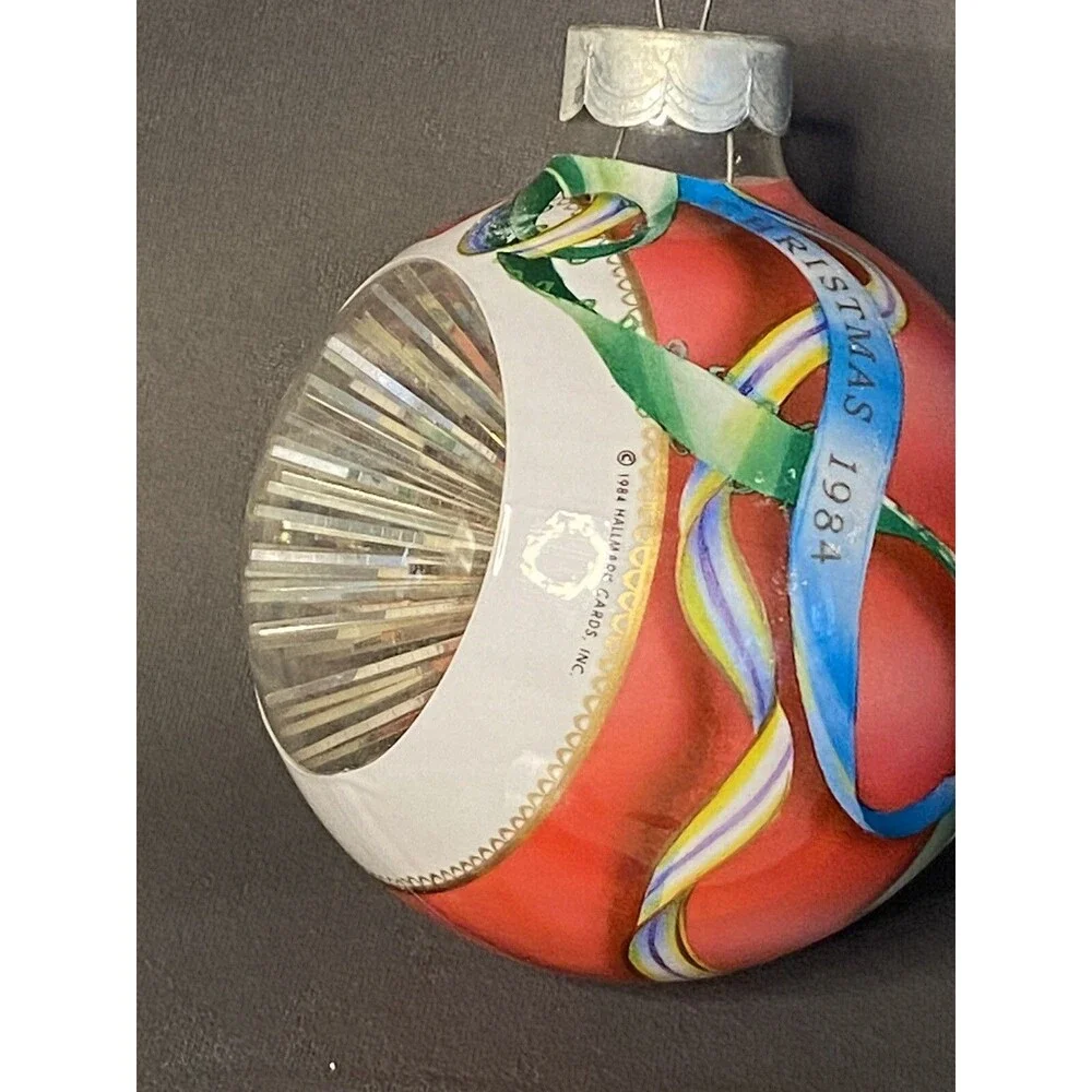 Vintage Tinsel Glass Ball Christmas Ornament HOLIDAY STARBURST Hallmark Keepsake